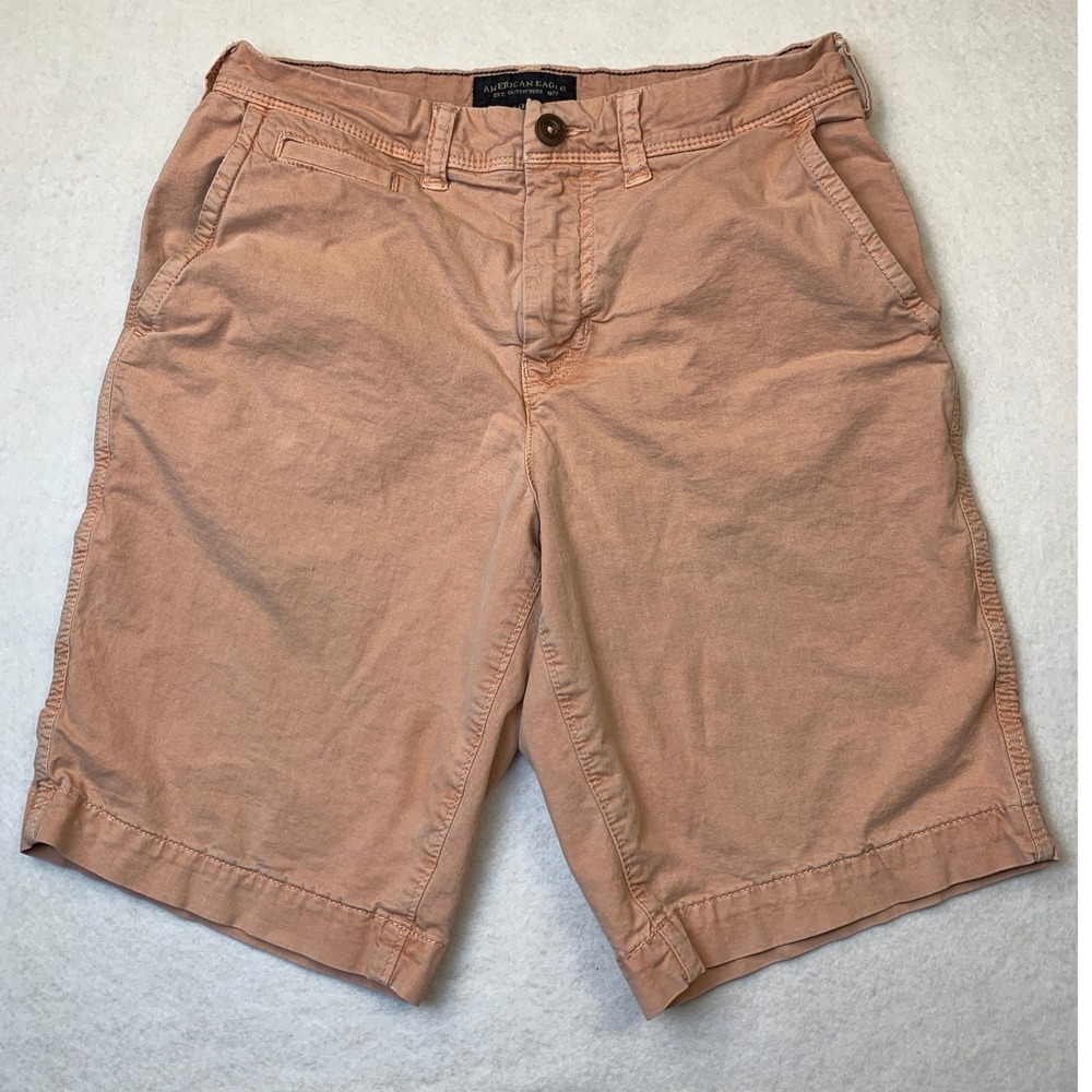 American Eagle Mens 29 Next Level Flex Chino Shorts Salmon Pink 348045448